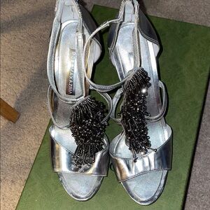 BCBGMaxAzria Silver Beaded Heels